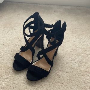 Black strappy heels
